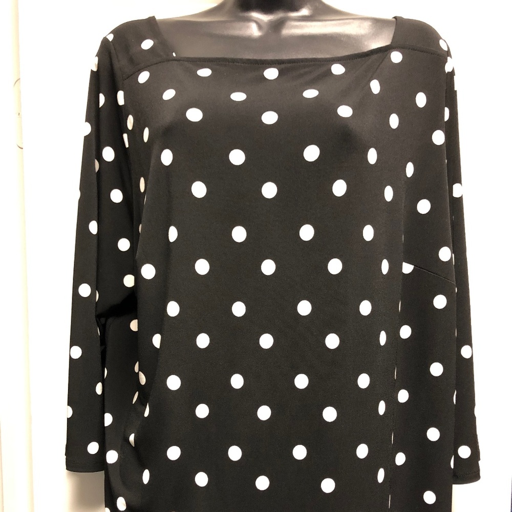 Lane Bryant Polka Dot Blouse. 3/4 length sleeve.